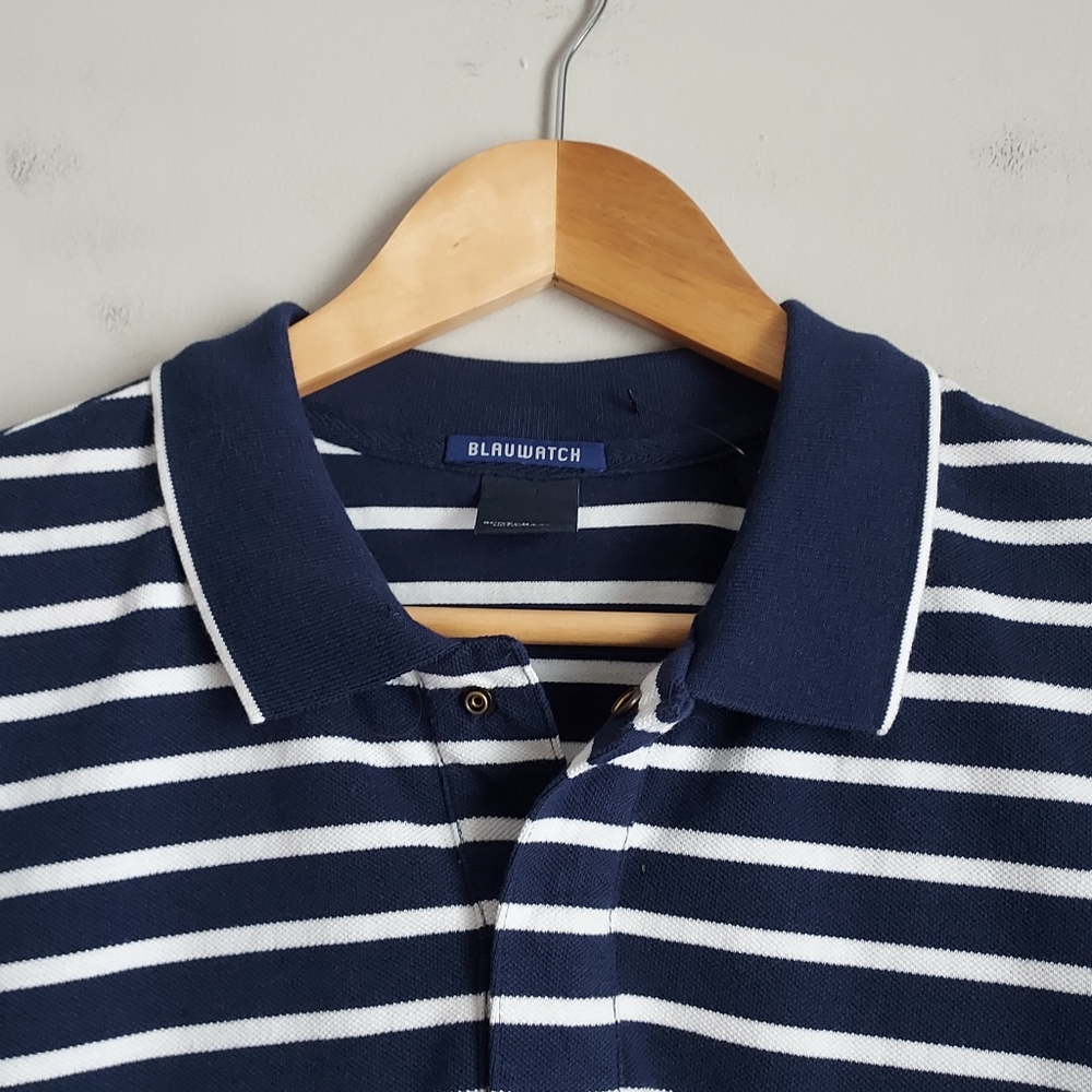 Scotch & Soda Men's Short Sleeve Blue and White Stripe Polo Size Large NEW NWT - Picture 3 of 13
